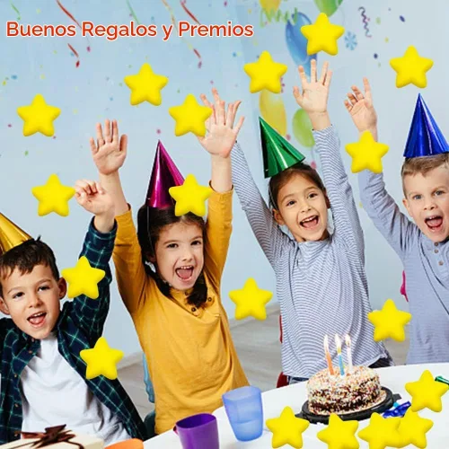Vista 6 de 24 bolas de estrés de estrella, mini bolas de espuma para apretar, juguetes amarillos para aliviar la ansiedad para recompensas escolares, premios