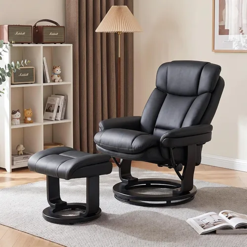 Vista 9 de HOMCOM Silla reclinable de masaje de piel sintética con otomana giratoria