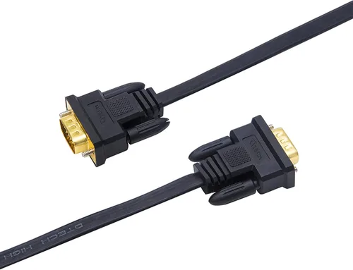 Vista 5 de DTech Cable VGA a VGA de 50 pies de largo, delgado, plano, de 15 pines, cable para monitor de computadora, macho a macho (50 pies, negro)