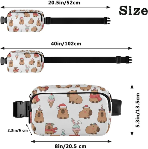 Vista 3 de Capybara Christmas White Fanny Packs for Women Men Belt Bag Fashion Waist Packs Crossbody Bag Casual Waist Pouch Bum Bags for Workout