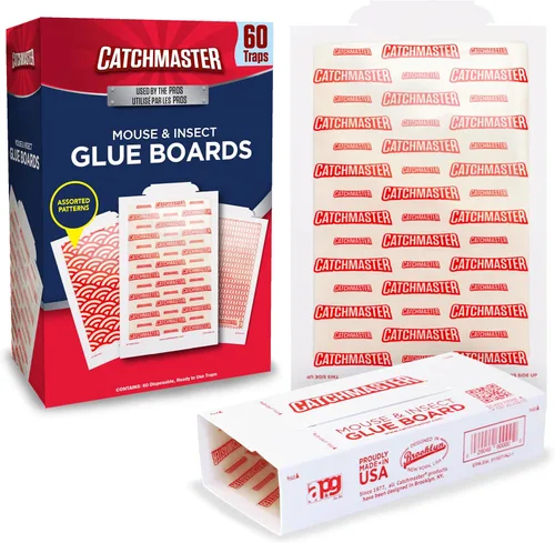 Vista 7 de Catchmaster tablas con pegamento para ratones pequeños e insectos, 75 unidades, trampas para ratones interiores para el hogar, adhesivo pegajoso