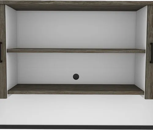 Vista 7 de Bestar Norma Escritorio ejecutivo en forma de U o L con gabinete, 71 W, nogal gris y blanco