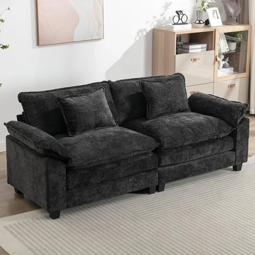 Vista 68 de IPKIG 117" Modular Sectional Cloud Couch, Modern L-Shaped Sofa with Ottoman Blanco beige