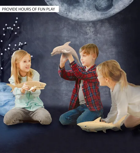 Vista 4 de Puzzled Rompecabezas 3D, gran tiburón blanco, kit de modelo de construcción de madera para manualidades, juguete educativo de madera de la vida