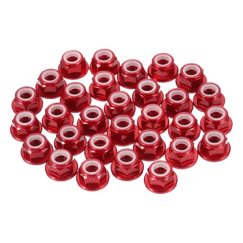 Vista 35 de MECCANIXITY 30 piezas de tuercas de bloqueo de aleación de aluminio M3 con paso de 0.5 mm, tuercas hexagonales con brida de nylon con rosca serrada