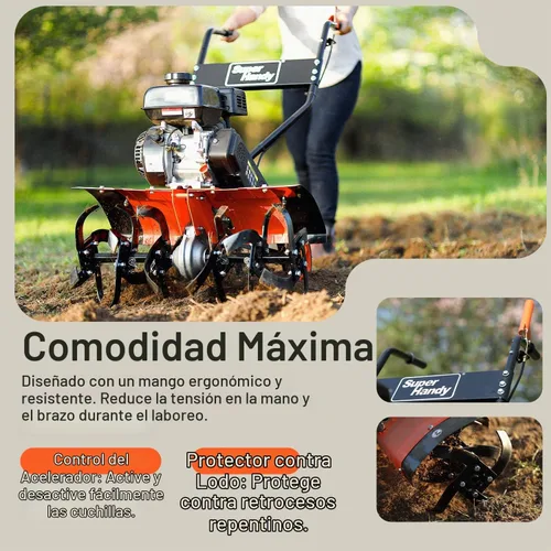 Vista 7 de SuperHandy Cultivador de timón, 7HP 209cc, Siembra de suelo, enfoque