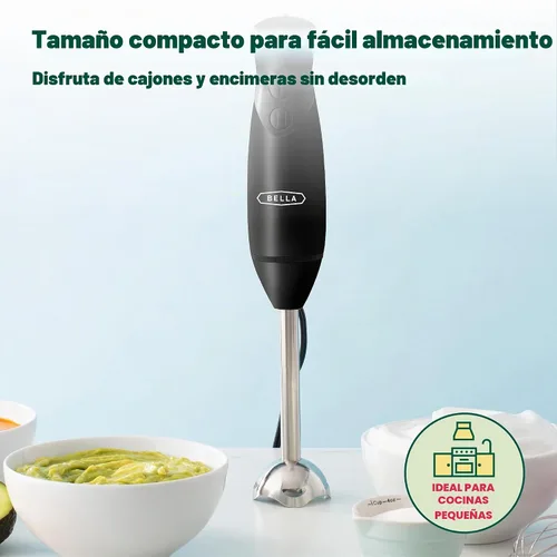 Vista 5 de BELLA Batidora de Mano de Inmersión, Mezclador Portátil con Accesorio de Batidor - Exprimidor Manual Eléctrico, Sacude, Hace Comida para Bebés