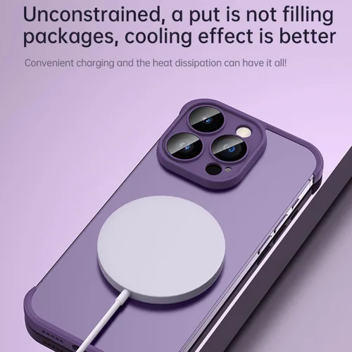 Vista 2 de Compatible con iPhone 15 Pro Max Funda protectora de lente de cámara, diseño sin respaldo, compatible con carga inalámbrica MagSafe, sin marco