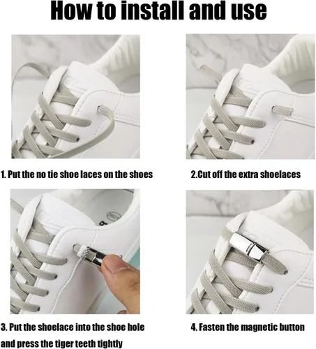 Vista 4 de Cordones magnéticos con cierre de hebilla, con cordones magnéticos para zapatos, talla única, cordones elásticos para niños y adultos (5 pares)