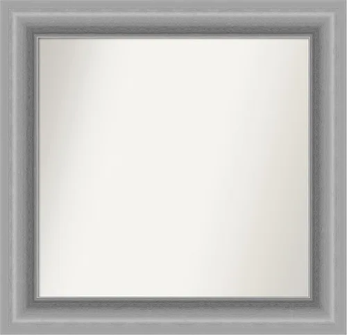 Vista 38 de Amanti Art Espejo de baño plateado para sobre fregadero, 26 x 26 pulgadas, espejo cuadrado de níquel pulido, marco de madera tradicional mediano, se