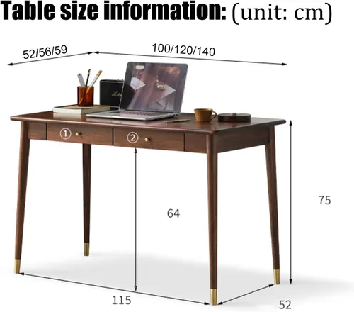 Vista 3 de Escritorios de oficina de nogal para computadora, escritorio de escritura con cajón, mesa de oficina para el hogar, sala de estar, dormitorio