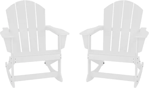 Vista 190 de WestinTrends Silla mecedora Malibu de poliéster para exterior/patio Adirondack, Negra