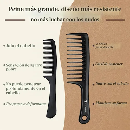 Vista 6 de HYOUJIN Large Wide Tooth Comb Detangling for Curly,Wet,Dry Hair,Black Negro