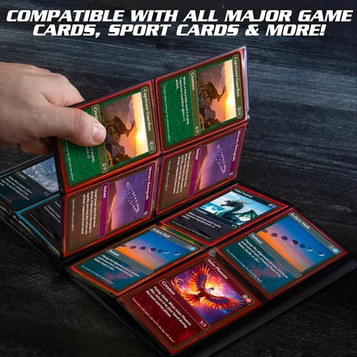 Vista 5 de Monster - Carpeta para tarjetas coleccionables de 4 bolsillos, álbum Holofoil negro, protección TCG antirrobo y anticaídas con bolsillos laterales