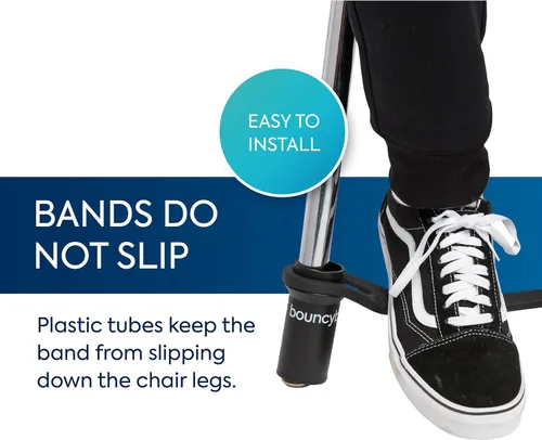 Vista 6 de Bouncyband Original Bouncy Bands para sillas, negro, 1 paquete – Bandas para silla para patas de silla de 17 a 24 pulgadas de ancho con tubos
