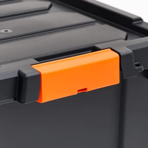 Vista 6 de Contenedores de almacenamiento de plástico resistentes de 3 galones con tapas con cerradura, bolsas apilables con cierre para herramientas