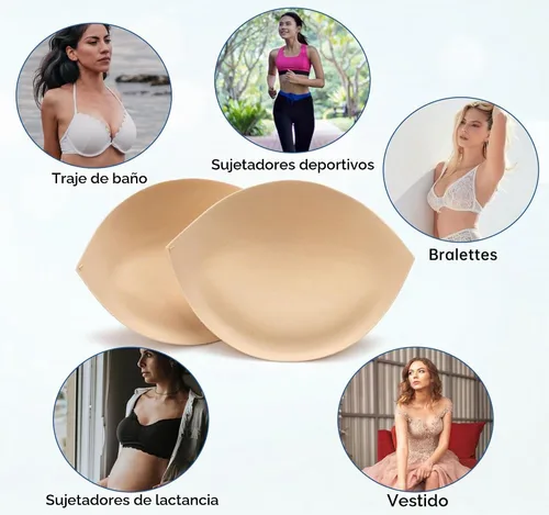 Vista 4 de Almohadillas de brasier para reforzar el pecho, copa de traje de baño push Beige