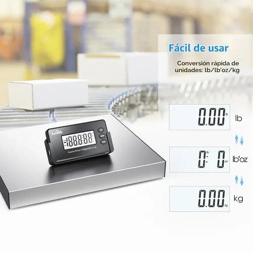 Vista 5 de Báscula postal digital inteligente, 440 libras, báscula postal de acero inoxidable, báscula de franqueo digital para almacén/hogar/empresa