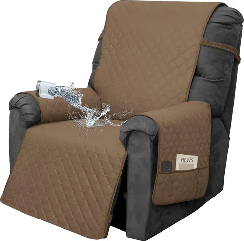 Vista 43 de Easy-Going Funda impermeable para sofá biplaza reclinable con bolsillo, funda de sofá reversible de 1 pieza para sillón reclinable de 2 asientos