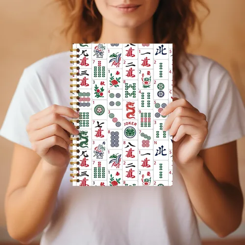 Vista 6 de Mahjong Accessories Notebook, Mahjong Gifts for Women Journal, Gifts for Mahjong Players Journal, Mahjong Hardcover Spiral Notebooks 5.5x8.3 Inch