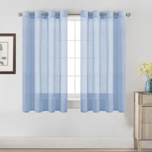 Vista 61 de H.VERSAILTEX Cortinas de lino de mezcla natural para sala de estar/cortinas de lino semitransparentes reductoras de luz de 54 pulgadas de largo