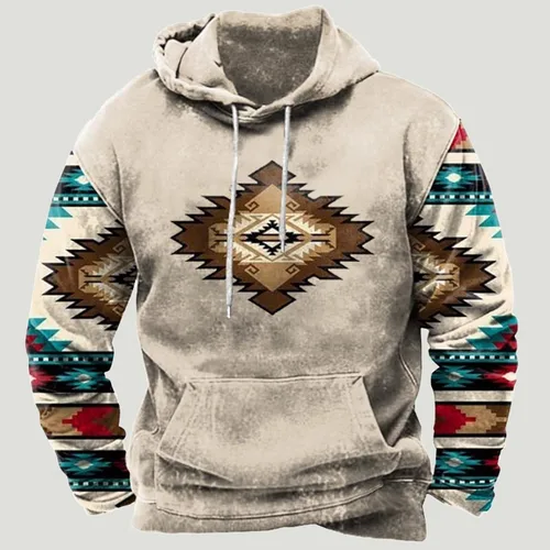 Vista 2 de FIHUFD Sudaderas con capucha para hombre, diseño gráfico, diseño occidental, estampado étnico, mangas raglán, blusas de moda para entrenamiento