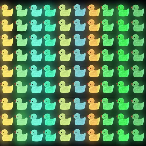 Vista 10 de DULEFUN 100 piezas mini patos con purpurina coloridos pequeños de resina para ocultar figuras de animales de plástico para casa de muñecas, micro