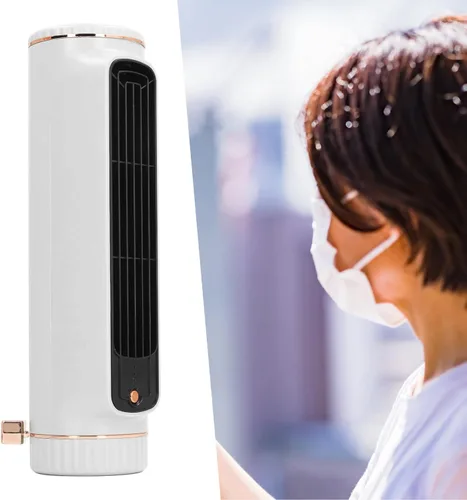 Vista 5 de Yosoo Health Gear Ventilador de torre sin aspas, ventilador portátil de escritorio, silencioso y recargable, 3 velocidades ajustables, ventilador