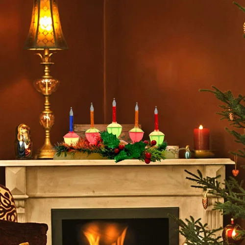 Vista 4 de Lámpara de vela de burbujas multicolor de 5 luces, velas eléctricas de ventana de Navidad con 6 luces de burbujas tradicionales (1 repuesto), vela