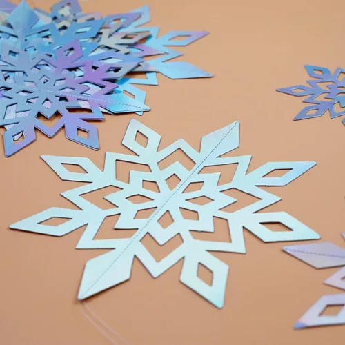 Vista 5 de Decoración colgante de copo de nieve de Navidad de papel para interiores Láser