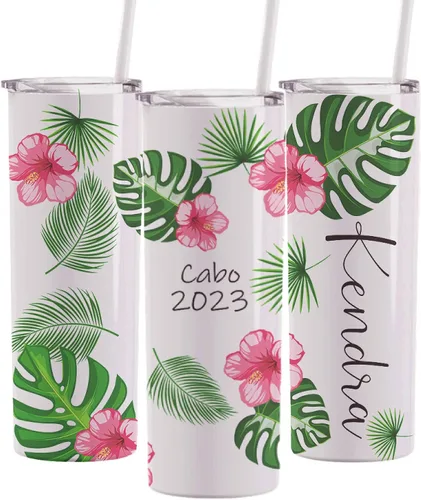 Vista 9 de AVITO Vaso personalizado para vacaciones en la playa, vaso delgado de 20 onzas con tapa y pajita, tazas de vacaciones familiares, regalo de viaje