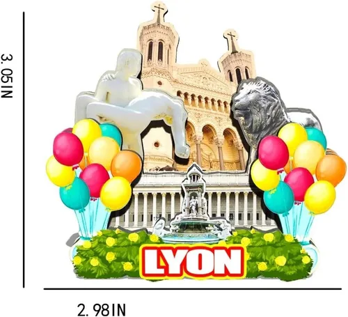 Vista 3 de Imán de Francia Lyon para nevera de madera 3D, monumentos de viaje, coleccionables, recuerdos, decoración hecha a mano -184