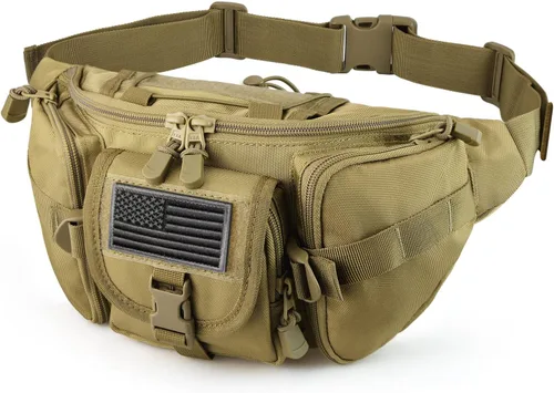Vista 7 de SOWHUP Riñonera Táctica, Bolsa de Cintura Militar con Parche de EE.UU., Bolsa de Cinturón de Utilidad para Cadera para Pesca al Aire Libre