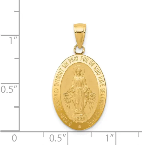 Vista 4 de 14k Gold Miraculous Medal Pendant Fine Jewelry for Women