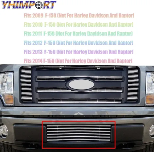 Vista 5 de Parrilla frontal cromada para parrilla de aluminio sólido F150 2009 2010 2011 2012 2013 2014 F150