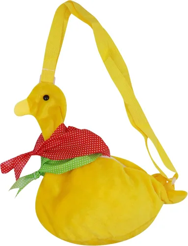 Vista 4 de Lindo bolso de felpa con forma de animal esponjoso bolso bandolera bandolera para mujeres, niños y niñas, Amarillo