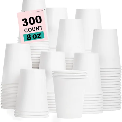 Vista 42 de Paquete de 100 tazas de café desechables de 8 onzas, tazas de papel desechables de color marrón a granel, tazas de café para té caliente, chocolate