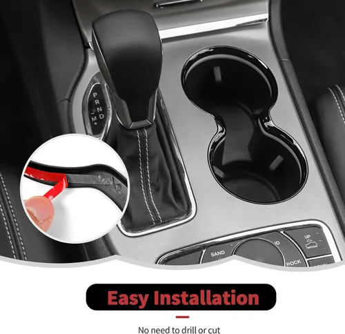 Vista 5 de Marco de Cubierta de Portavasos Accesorios Decorativos de Interior para Jeep Grand Cherokee 2011-2021 (Negro)