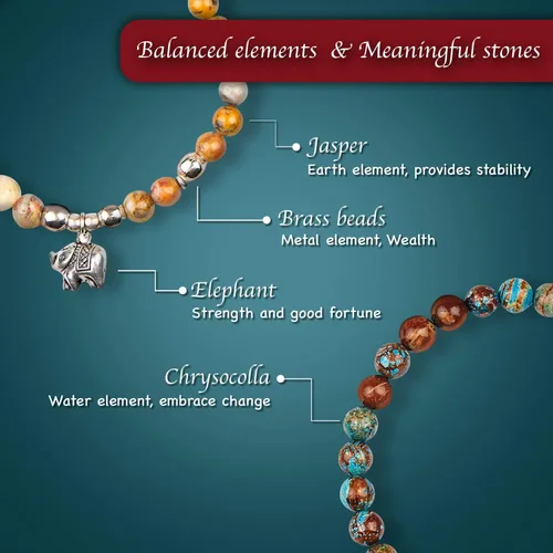Vista 3 de Akitai - Pulseras de abalorios para mujer, pulseras curativas de cristal natural para mujer, pulseras de cuentas de piedras preciosas ajustables