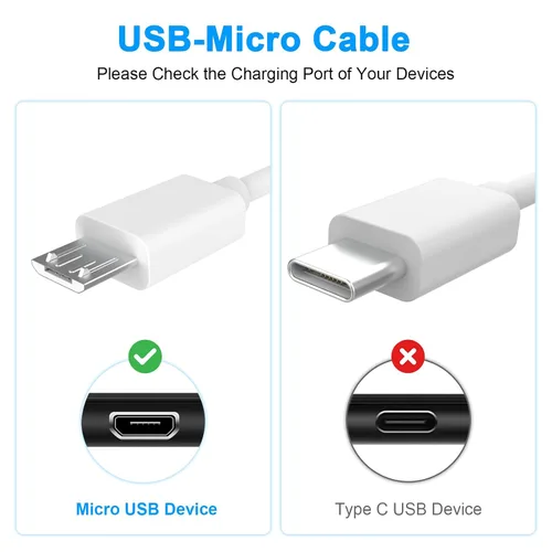 Vista 2 de Cable micro USB para Kindle Paperwhite de todas las generaciones, Fire HD 7/8/10, Fire, Oasis, Scribe, cable de carga micro USB para Samsung Galaxy