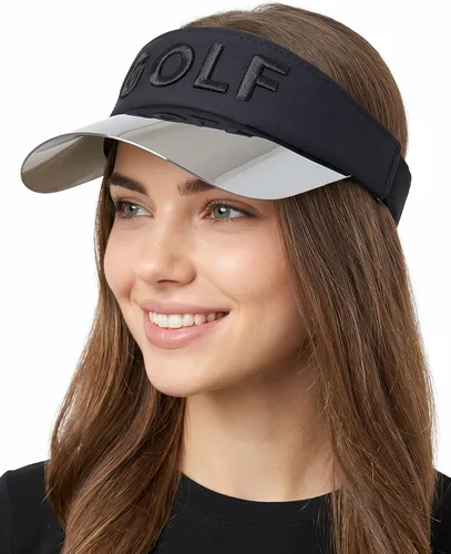 Vista 23 de Funky Junque Viseras solares para mujer, protección UV, ala holográfica, UPF 50, ajustable, golf, tenis, pickleball playa, verano Negro
