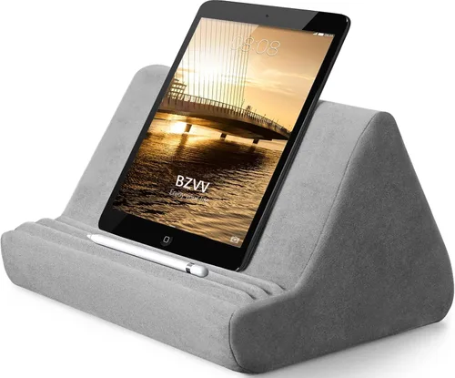 Vista 10 de BZVV Soporte de Tableta Suave con Almohada y Bolsillo, Soporte Ajustable con 3 Ángulos de Visualización, Soporte Holgazán para Cama y Sofá