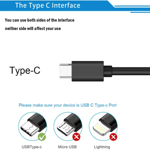 Vista 2 de Cable USB C de 1 pie para auriculares Beats Flex, Studio Buds, Fit Pro/X Kim, para JBL 125TWS, para Samsung Galaxy Buds Plus/Pro, cargador