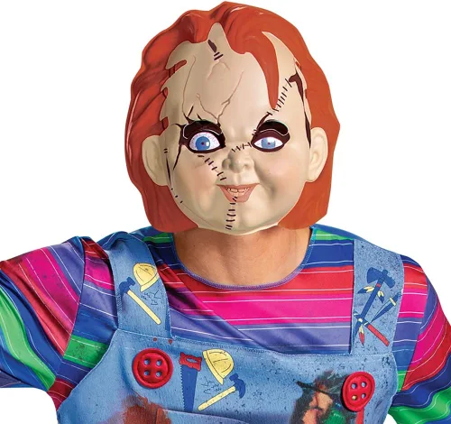 Vista 3 de Disfraz de Chucky para hombre, disfraz oficial de Chucky para niños, disfraz y máscara