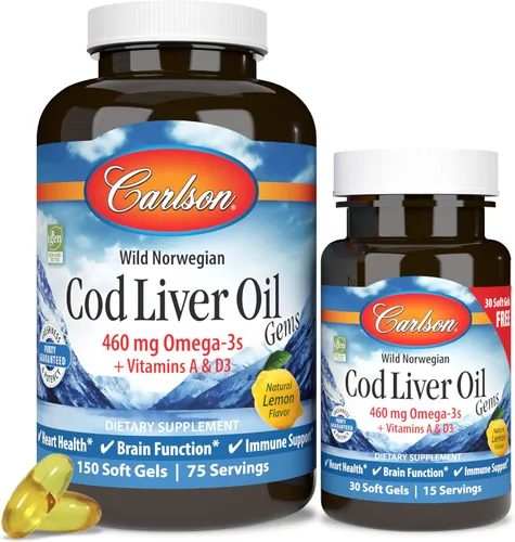 Vista 10 de Carlson Cod Liver Oil gemas – ligera Limón 1.000 mg 150 + 30 sgels