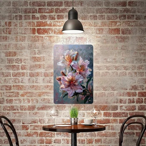 Vista 8 de Abstract Floral Pattern Aesthetic Metal Tin Sign Wall Decor Retro Sign for Home Living Room Bedroom Coffee Wall Decor Halloween Christmas Gifts
