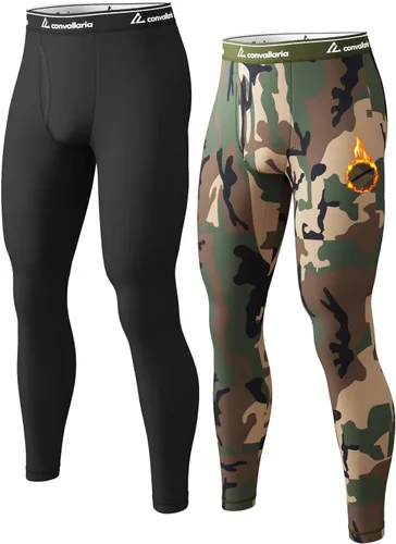 Vista 11 de 4 or 2 Pack Men's Thermal Pants Fleece Lined Long Johns Bottom Base Layer Negro/Gris