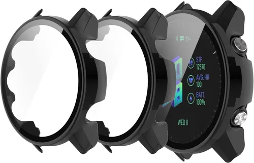 Vista 9 de Funda protectora compatible con Garmin Forerunner 955/955, protector de pantalla solar, vidrio templado, policarbonato duro, cubierta completa, 6