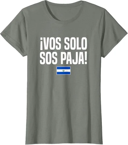 Vista 17 de Camiseta Vos Solo Sos Paja Salvadoran Slang Bandera de El Salvador, Negro