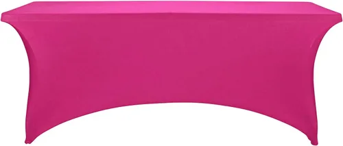 Vista 2 de LZY Cubierta de Mesa Elástica Ajustable de Spandex para Mesa Plegable de 6 pies, 4 pies o 8 pies, Mantel de Cóctel Rectangular, Perfecto para Fucsia